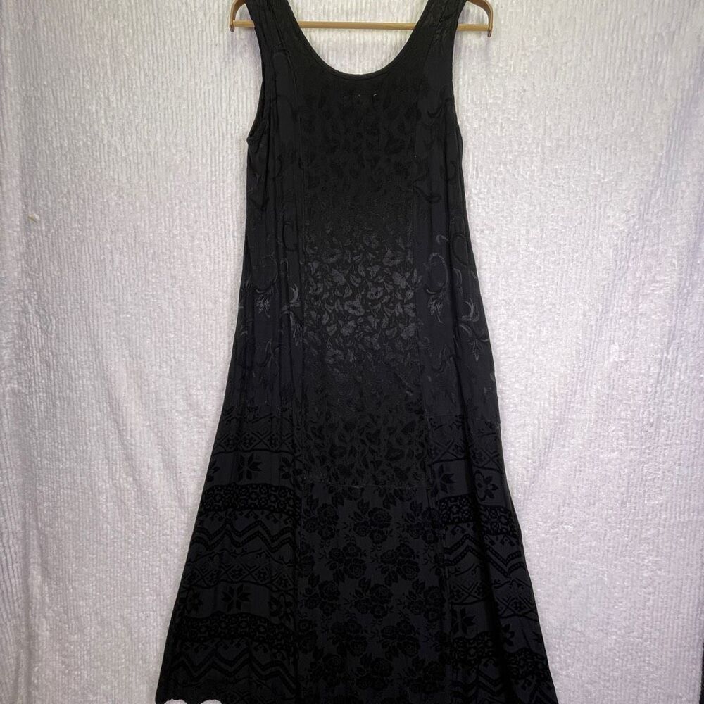 Citron Santa Monica Black Sleeveless Floral Pullover Maxi Dress Medium - Picture 4 of 6